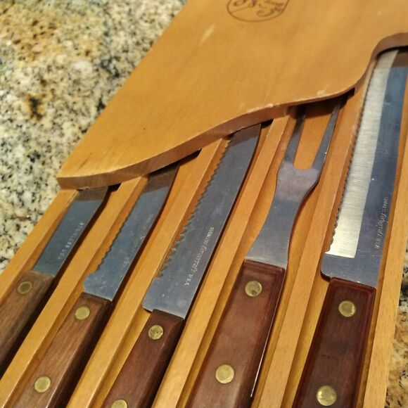 Forgecraft Olde Forge Wooden Knife set Made in the USA Set Of 5 Knives - Picture 2 of 10